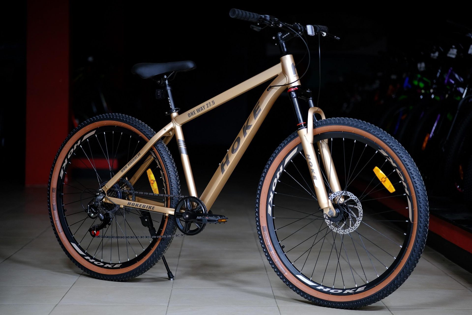 Велосипед HOKE ONE WAY 27,5 матовый коричневый Алюминиевая рама, дисковые тормоза, втулки на промподшипниках